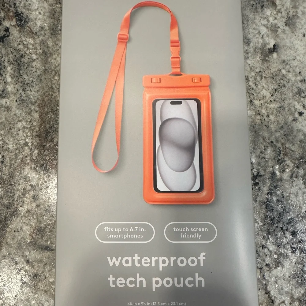 Orange - Waterproof Phone Pouch Fits Smartphones 6.7